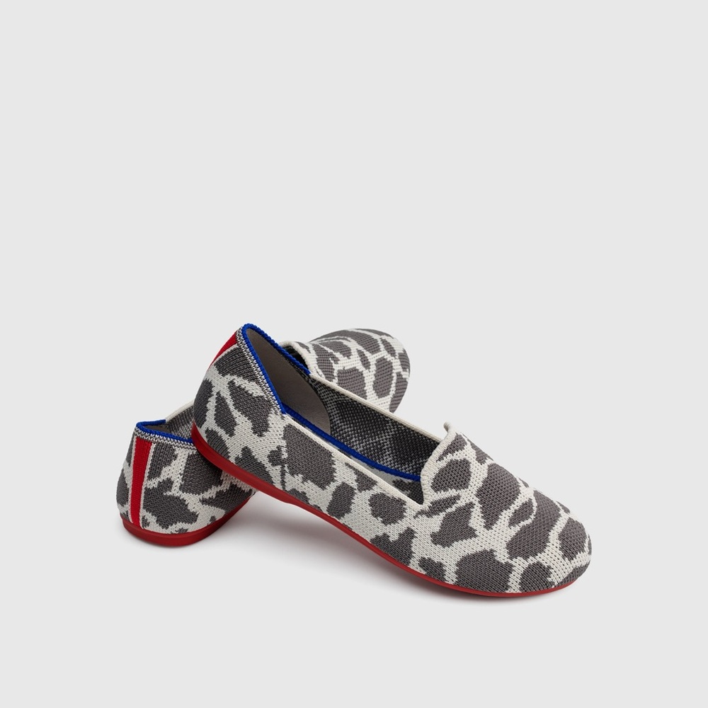 Rothy’s Kids “Indigo Giraffe” Loafer — K2 (Youth 2 / EU 33) Animal Print Knit